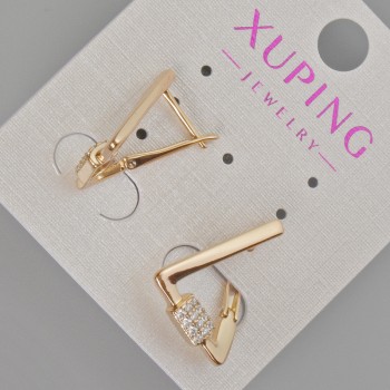 Xuping Earrings with White Rhinestones, diameter 19x15 mm, 18K Gold Plating