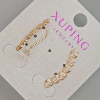 Xuping Earrings 'Hearts' with White Crystals, diameter 22×4 mm ±, without clasp, 18K Gold Plating