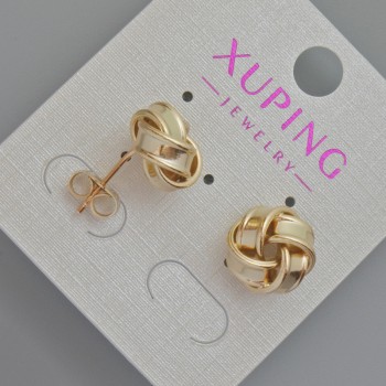 Xuping Stud Earrings, 12 mm Diameter, 18K Gold Plating