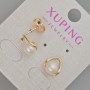 Xuping stud earrings with a white bead, diameter 10×9 mm ± 18K gold plated