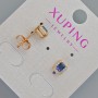 Xuping Stud Earrings with Blue Crystal and White Crystals, 6.5×5.5 mm, 18K Gold Plating