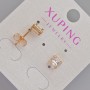 Xuping Stud Earrings with White Crystal and Rhinestones, 6.5×5.5 mm, 18K Gold Plating