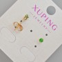 Xuping Stud Earrings with Green Crystal, 4 mm Diameter ±, 18K Gold Plating