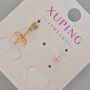 Xuping Stud Earrings with Pink Crystal, 4 mm Diameter, 18K Gold Plating