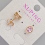 Xuping Pink Crystal Stud Earrings, 8.5×6.5 mm, 18K Gold Plating