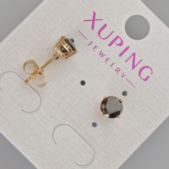 Xuping stud earrings with a black crystal, 7 mm diameter ± 18K gold plating