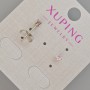 Xuping stud earrings with pink crystal, diameter 3.5 mm, rhodium plating