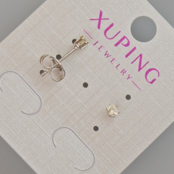 Xuping Stud Earrings with Yellow Crystal, 3.5 mm Diameter, Rhodium-Plated