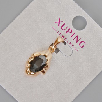 Pendant Xuping with a Black Crystal, diameter 24x11 mm ± 18K Gold Plating