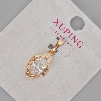 Xuping pendant with white crystal, diameter 24x11 mm ± 18K gold plating