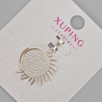 Pendant Xuping "Sun" with white crystals, diameter 27x19 mm ± Rhodium