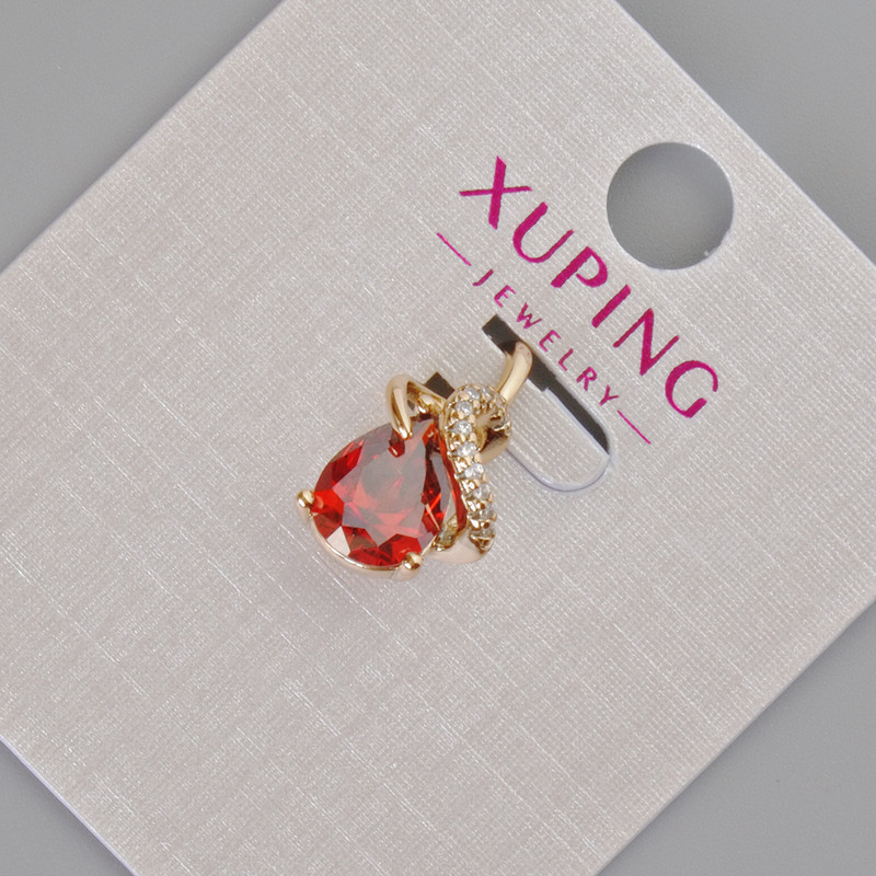 Xuping Pendant with Red Crystal and White Crystals, 16x10 mm diameter, ± 18K Gold Plating