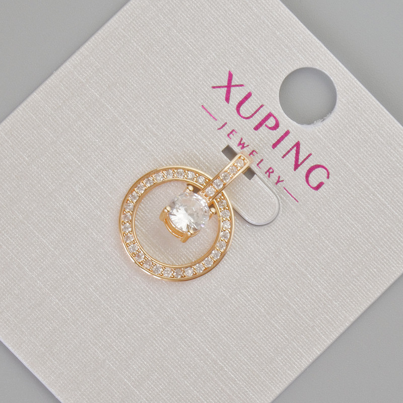 Xuping pendant with white rhinestones and a crystal, diameter 19x14 mm, 18K gold plating