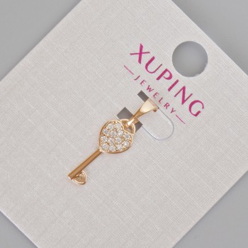 Xuping Pendant 'Key to the Heart' with white crystals, diameter 20 x 7 mm ±, 18K Gold Plating