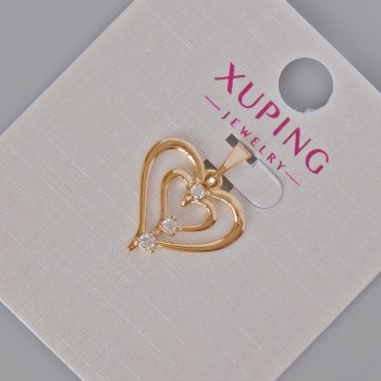Xuping Pendant 'Heart' with White Crystals, diameter 19x16 mm +/- 18K Gold Plating