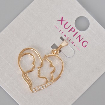 Pendant Xuping 'Heart' with white crystals, diameter 28×21 mm, 18K gold plating