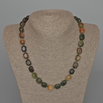 Necklace with Brazilian Agate natural stone bars, approximately 9×12 mm, length 49 cm