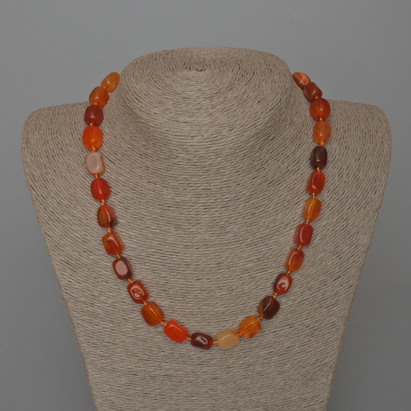 Orange Agate Necklace, Natural Stone