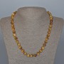 Yellow Cat's Eye Bead Necklace, Natural Stone, Smooth Beads, 8.5 mm Diameter, 45 cm Length, with Clasp