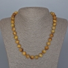 Yellow Cat's Eye Necklace, natural stone, smooth beads, diameter 10.5 mm, length 49 cm