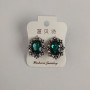 Earrings 2, 2x1, 7 cm, snowflake, oval crystals, green