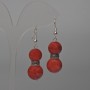 Red Jasper Earrings (Imitation), diameter 12 mm, 14 mm ± smooth ball, length 49 mm ± with metal insert