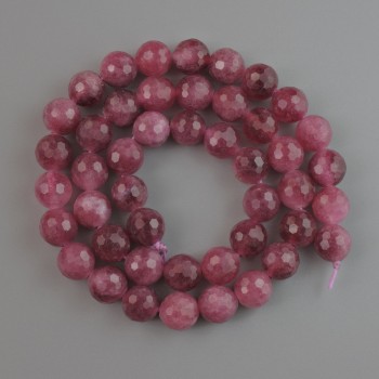 Rubellite Tourmaline Beads, natural stone, faceted round bead, diameter 8 mm, length about 38 cm, on thread