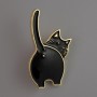 Brooch 'Kitty' black enamel, gold-tone metal 37x20mm