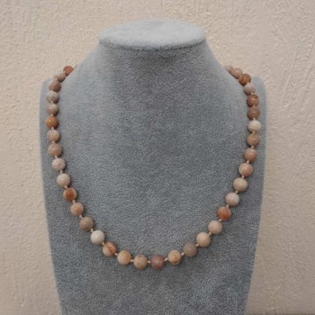 Selenite Necklace, natural stone, smooth beads, diameter 8 mm (±), length 46-49 cm