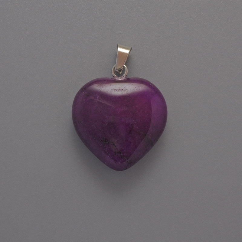 Purple Agate Heart Pendant, diameter 20×20×6 mm, length 28 mm ±