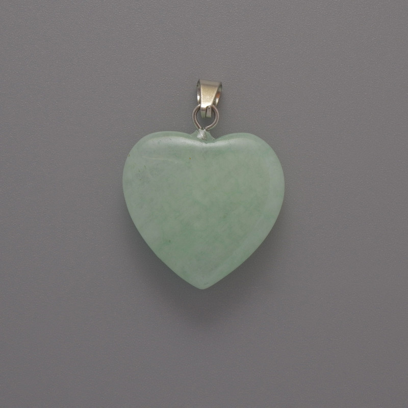 Angelite Heart Pendant, diameter 20x20x6 mm +/-, length 28 mm +/-