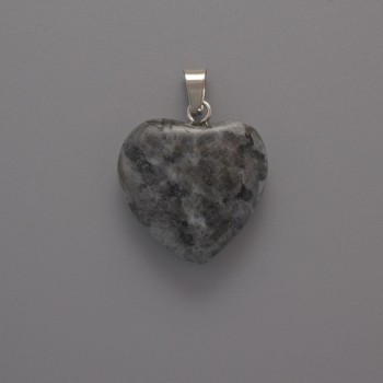 Larvikite Heart Pendant, diameter 20x20x6 mm, length 28 mm +/-