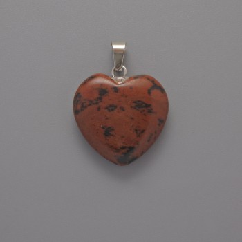 Obsidian Heart Pendant, diameter 20×20×6 mm, length 28 mm +/-