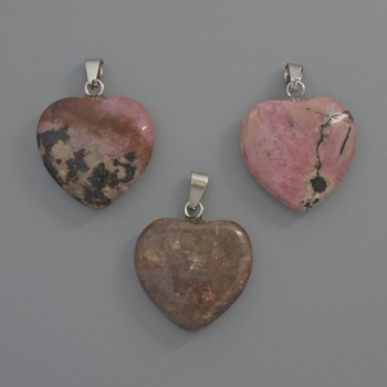 Heart Rhodonite Pendant, diameter 20×20×6 mm, length 28 mm