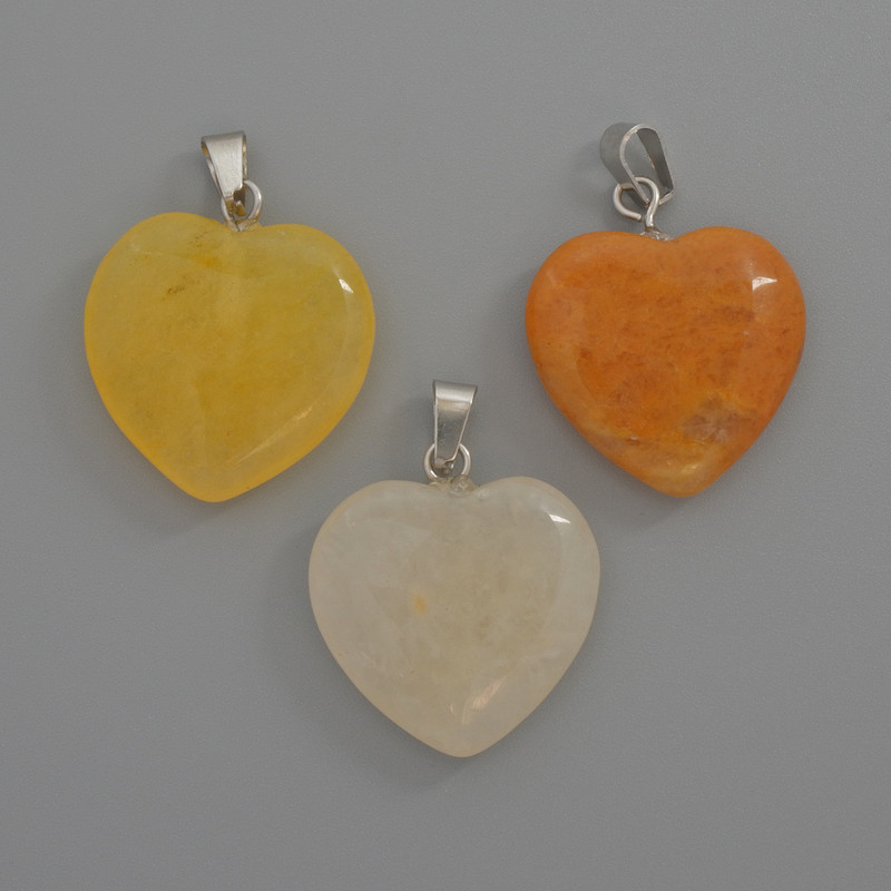 Pendant Heart Agate Yellow, diameter 20x20x6mm+-, length 28mm+-