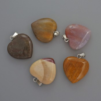 Heart Jasper Pendant, diameter 20x20x6 mm, length 28 mm