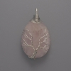 Pink Rose Quartz Pendant in Silver-Tone Wire-Wrapped Setting, diameter 46x26x10mm+