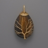 Tiger's Eye Pendant in Golden Wire Wrap, diameter 44×24×9 mm+