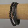 Men's bracelet, 21 cm long, 18 mm thick, black eco-leather