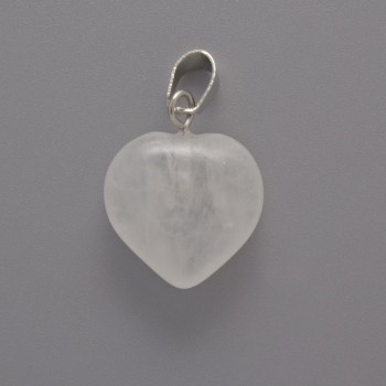Heart Pendant with Mountain Crystal, diameter 20x20x6mm+-, length 28mm+-