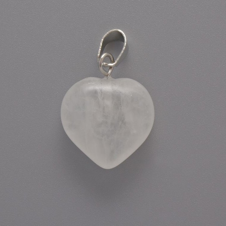 Heart Pendant with Mountain Crystal, diameter 20x20x6mm+-, length 28mm+-