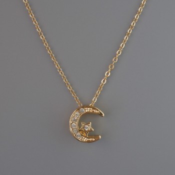 Pendant "Moon" on a goldentone chain, diameter 13x12 mm, thickness 1 mm + -, length 40-45 cm +