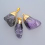 Amethyst Pendant, natural stone, diameter 30x18mm ± assorted, golden metal