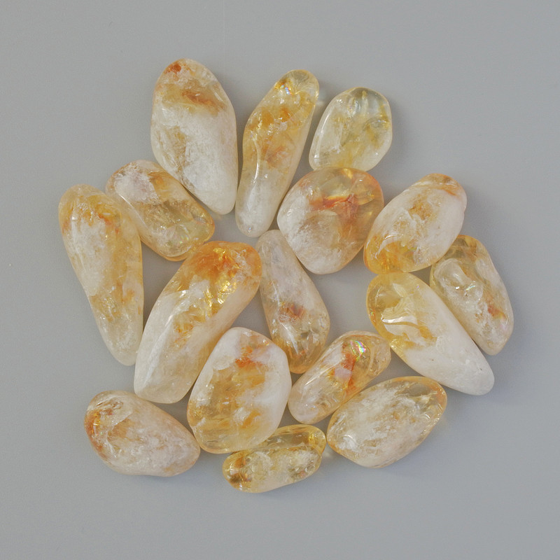 Souvenir natural citrine tumbled stone, diameter 25×11 mm (+-), packaging 100 g