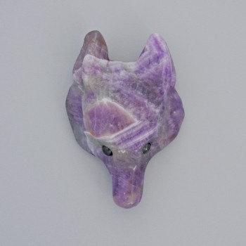 Pendant 'Wolf' natural amethyst gemstone, dimensions 39x25 mm, hole diameter 2.2 mm