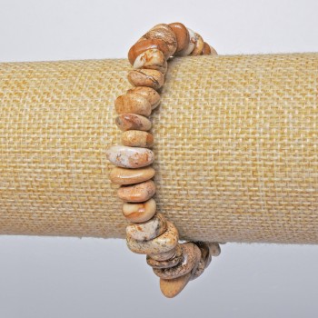Bracelet with landscape jasper, natural stone, faceted beads, 12x5 mm diameter +/-, length 18 cm +/- (stretch)