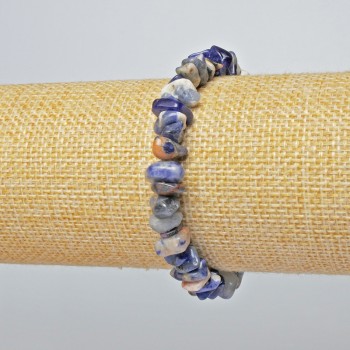 Sodalite bracelet with natural stone chips, diameter 7×4 mm, length 18 cm (stretch)