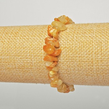Bracelet with yellow agate natural stone chip, diameter 7x4mm + -, length 18cm + - (stretch)