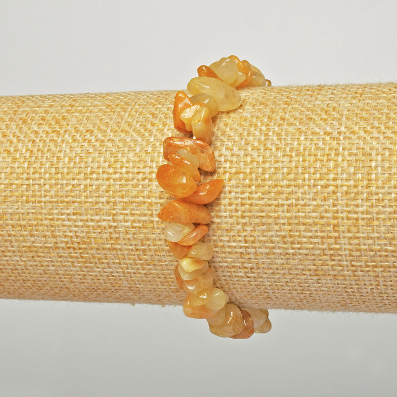 Bracelet with yellow agate natural stone chip, diameter 7x4mm + -, length 18cm + - (stretch)