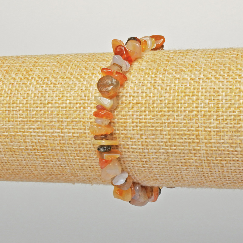 Orange agate bracelet with natural stone chips, 7×4 mm diameter, length 18 cm (stretch)